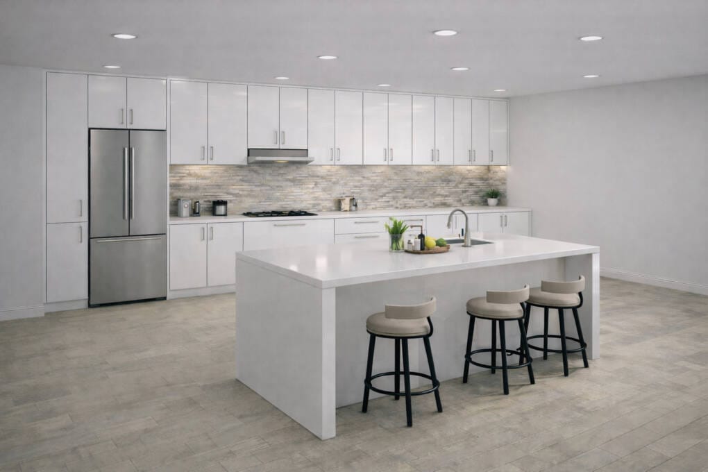 One Wall Kitchen Design with Island