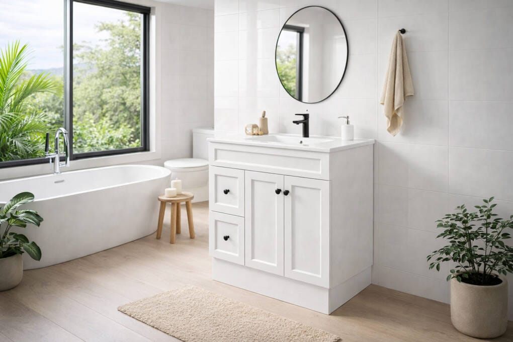 Joyce White Vanity Unit 90cm in Modern Bathroom Design