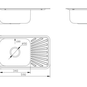 Alpine Studio Single Bowl/Drainer Kitchen Sink Drawings