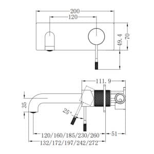 Opal Wall Basin-Bath Mixer