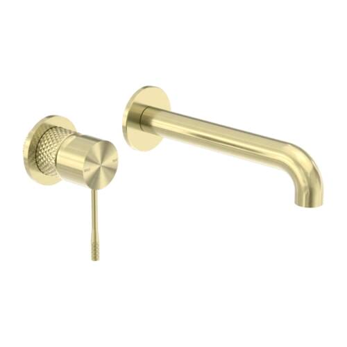 Opal Brushed Gold Wall Basin/Bath Mixer Separate Back Plate 260mm Opal Wall Basin/Bath Mixer Separate Back Plate 260mm Brushed Gold