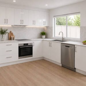 DIY stone benchtops & splashback in Grey Whisper