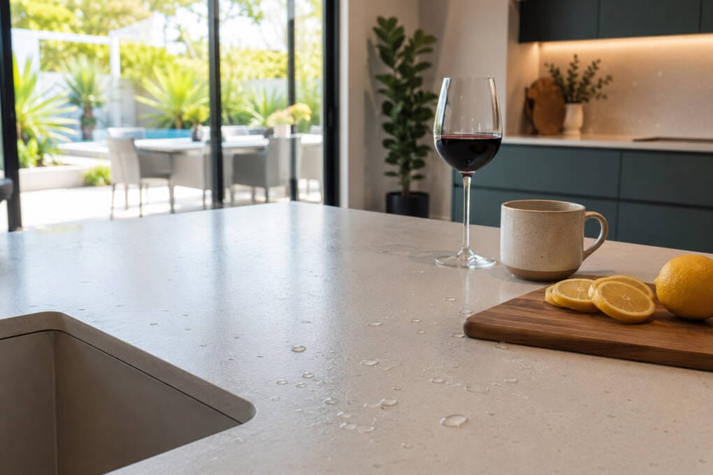 Non-porous Silestone kitchen benchtop suited to Perth homes and bore water
