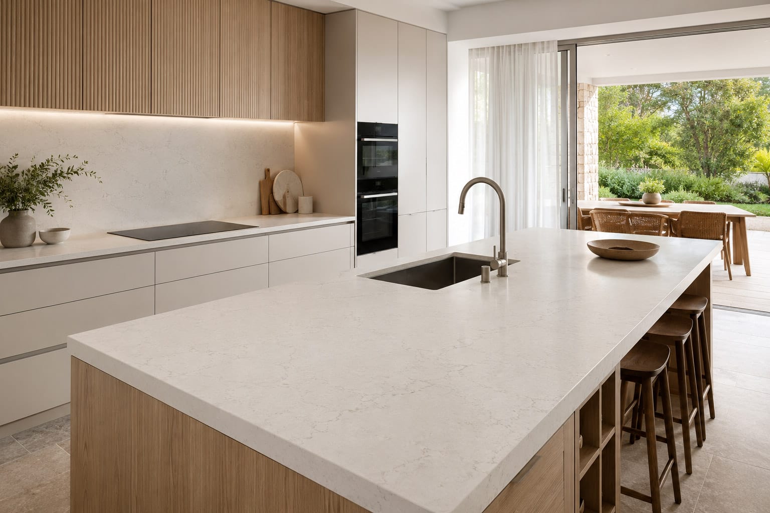 Modern Perth kitchen with a Silestone benchtop and matte mineral finish