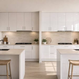Matte vs gloss kitchen cabinets comparison in a modern Perth kitchen