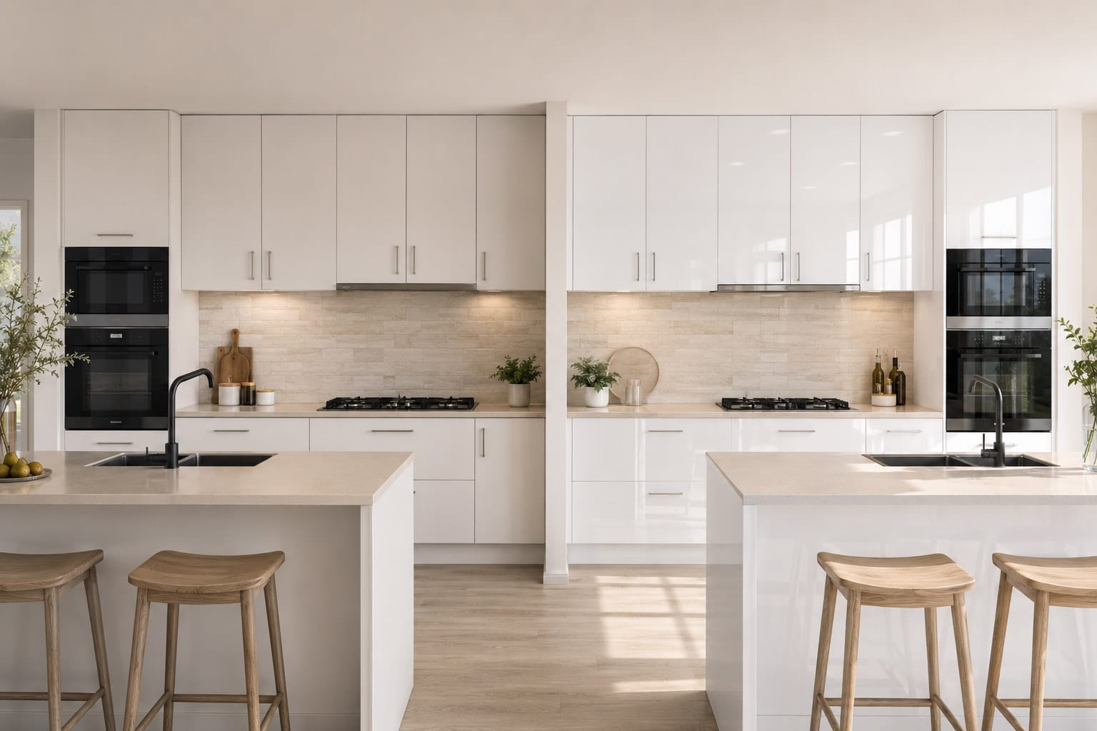 Matte vs gloss kitchen cabinets comparison in a modern Perth kitchen
