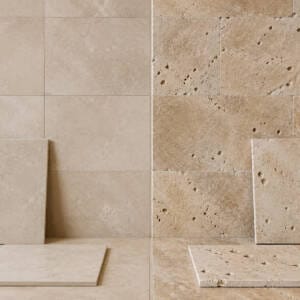 Travertine look tiles compared with natural travertine for Perth homes